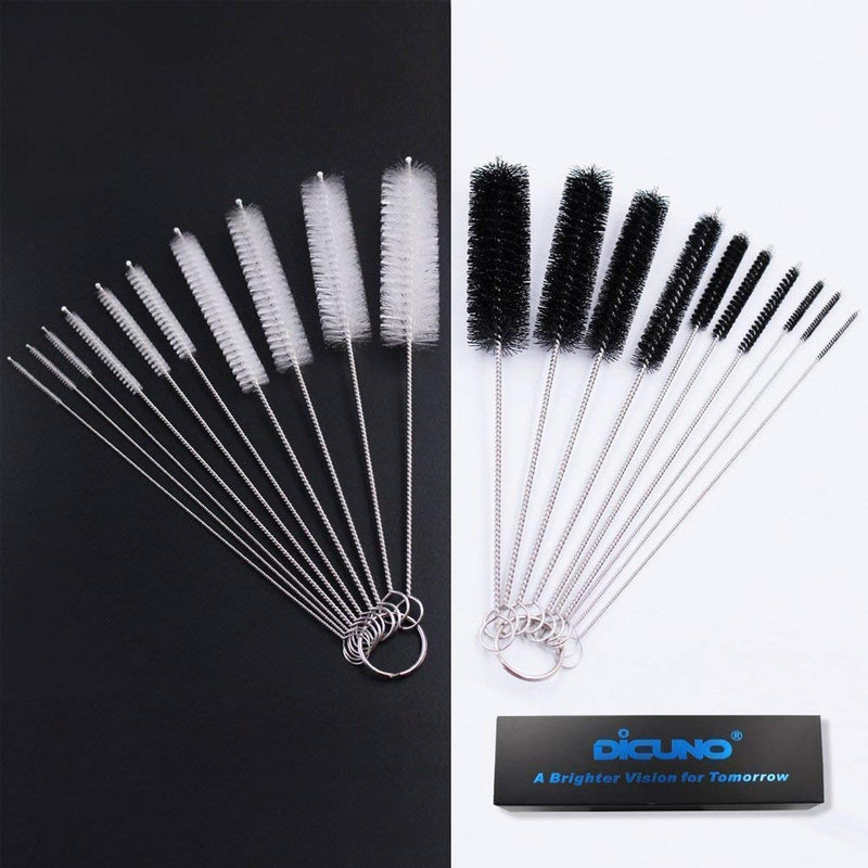 DiCUNO 2 Sets of Cleaning Brushes 8 Inch Nylon Tube Brushes Set with Protective Design [Updated Edition, 1 Set of Super Hard & 1 Set of Medium Hard]
