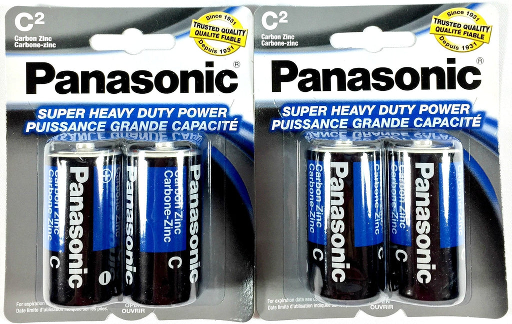 4Pc Size C Panasonic Batteries Super Heavy Duty Power Zinc Carbon