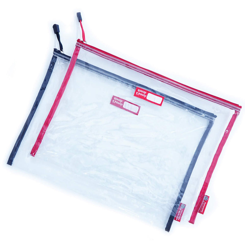 Rough Enough Large Plastic File Folder Organizer Clear Zipper Document Storage Bag Pouch for School Homework Art Supply