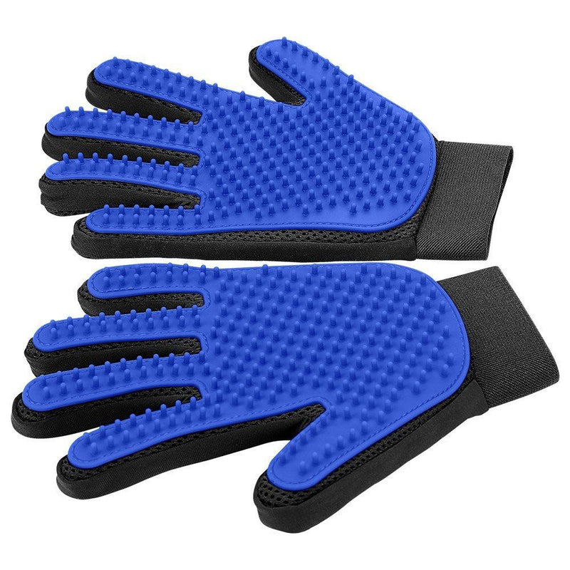 [Upgrade Version] Pet Grooming Glove - Gentle Deshedding Brush Glove - Efficient Pet Hair Remover Mitt - Enhanced Five Finger Design - Perfect for Dog & Cat with Long & Short Fur - 1 Pair 1 Pair (Blue) - Upgrade Version