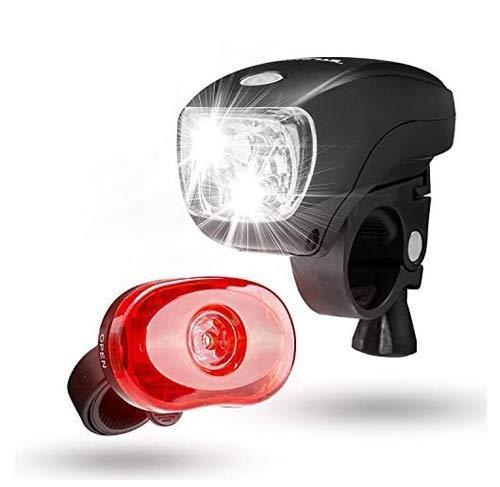 SAMLITE Best Brightest LED Bike Light Set for Kids & Adults, Super Bright Bicycle Headlight, Free Tail Light Included, Water Resistant Bike Light, Easy to Install, Multiple Modes for Cycling Safety