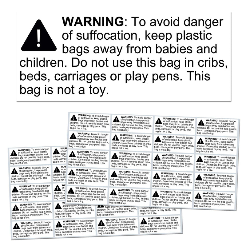 Rectangular Suffocation Warning Labels - Pack of 1000, 2.4 x 1"