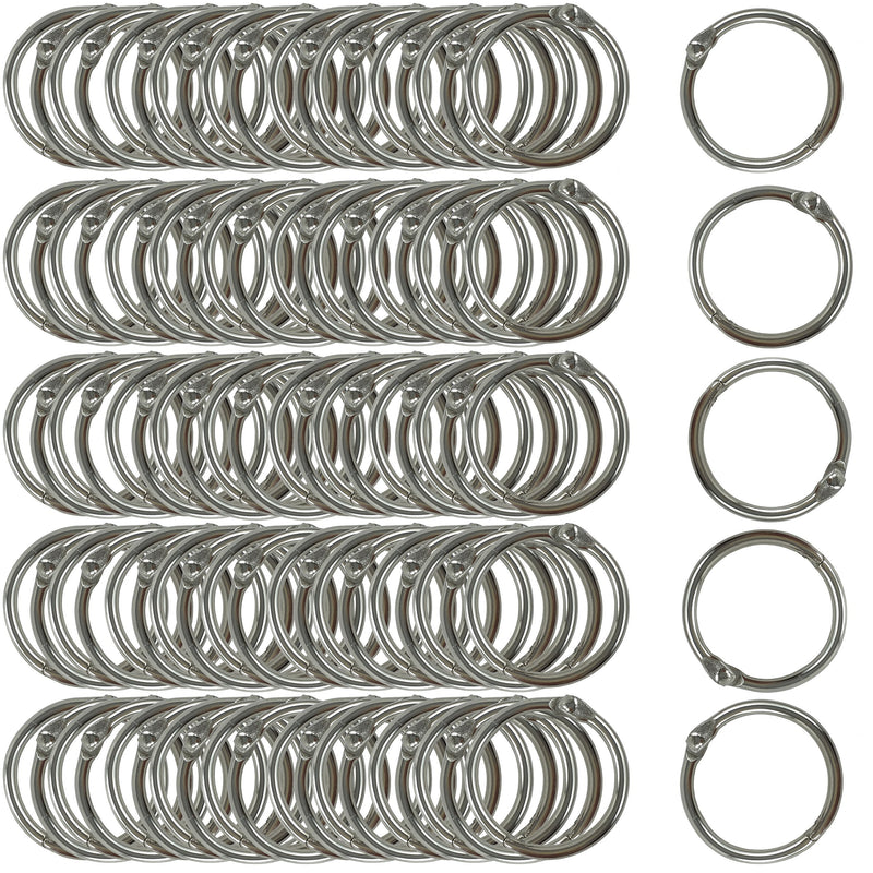 Clipco Book Rings Small 1-Inch Nickel Plated Metal (100-Pack)