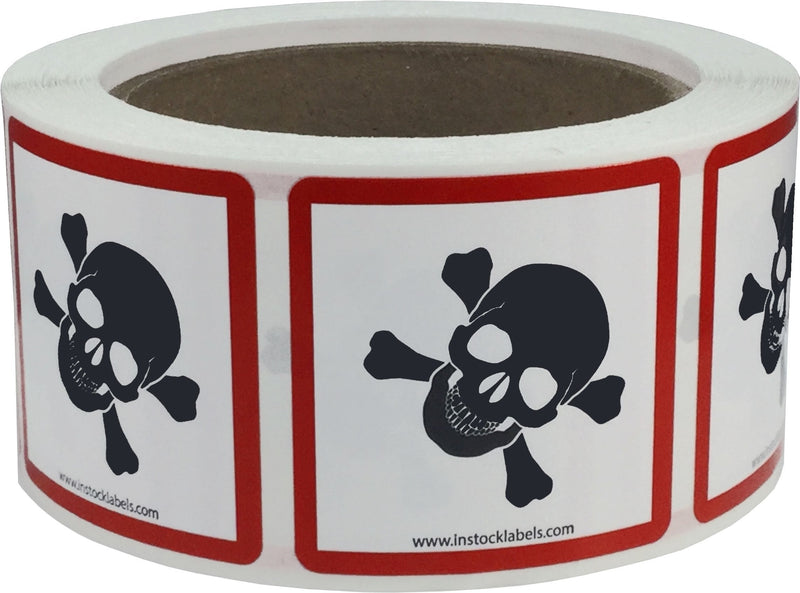 GHS Pictogram Labels Skull & Crossbones 2 x 2 Inch Square 500 Adhesive Stickers