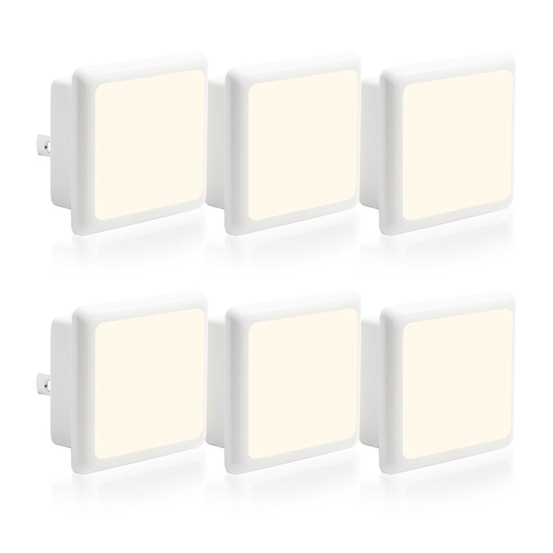 LOHAS Plug in Night Light Bulbs LED with Dusk to Dawn Smart Sensor, 0.3W Daylight LED Night Lights Bulb Lamp 5000K, Ultra Slim, Auto on/Off Nightlights for Toilet, Nursery, Kids, Bedroom(Pack of 6) 6 Pack Daylight White