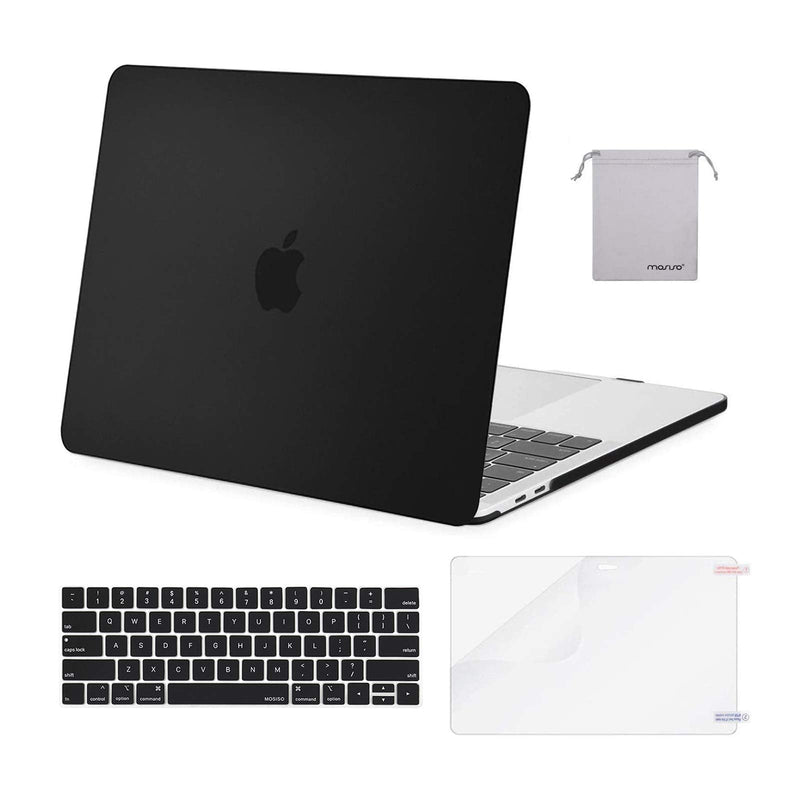 MOSISO Compatible with MacBook Pro 13 inch Case 2020-2016 Release A2338 M1 A2289 A2251 A2159 A1989 A1706 A1708, Plastic Hard Shell Case&Keyboard Cover Skin&Screen Protector&Storage Bag, Black