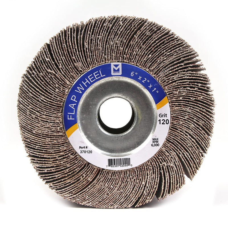 Mercer Industries 370120 Center Hole Flap Wheel, 6" x 2" x 1", Grit 120, Each 120-Grit 6" x 2" x 1"