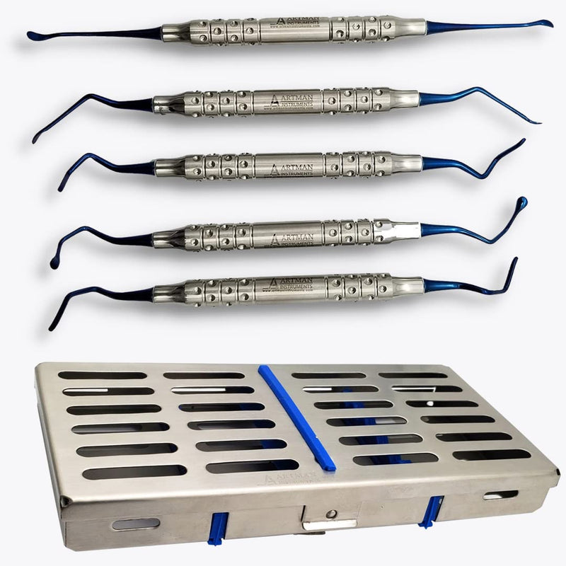 Vista Tunneling Procedure Kit in Steel Cassette (5 pcs, Blue Plasma Coating) Dental periodontologist Gum repositioning ARTMAN Brand