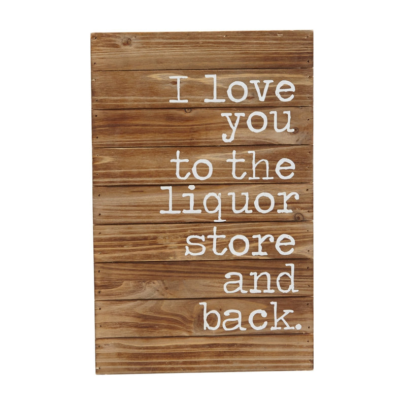 Mud Pie Planked Wood Liquor Store and Back Wall Plaque, Brown