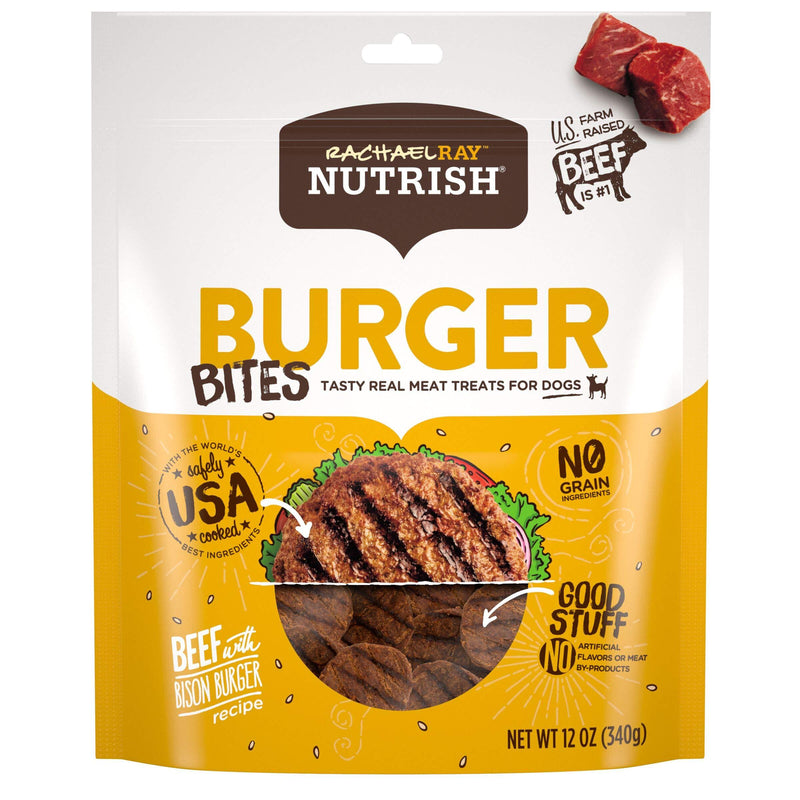 Rachael Ray Nutrish Real Meat Dog Treats Burger Bites - Beef with Bison Burger 12 Ounce (Pack of 1)