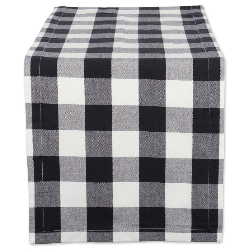DII Buffalo Check Collection, Classic Farmhouse Table Runner, 14x72", Black & White 14x72"