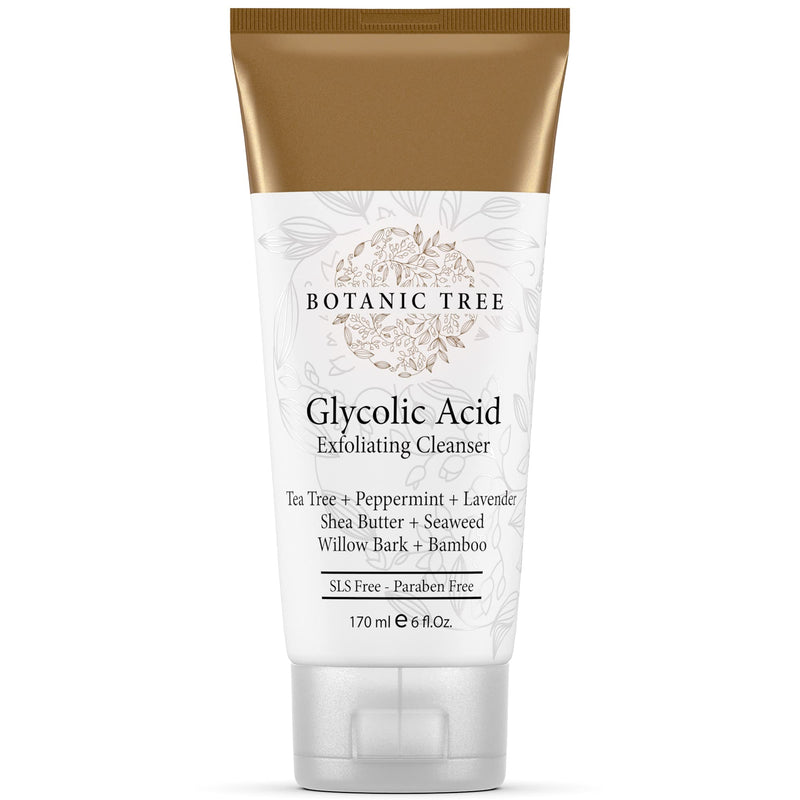 Botanic Tree Glycolic Acid Face Wash - Exfoliating Face Wash with 10% Glycolic Acid, AHA and Salicylic Acid for Acne, Anti Aging, and Wrinkle Reduction, 6 fl. oz. 6 Fl Oz (Pack of 1)
