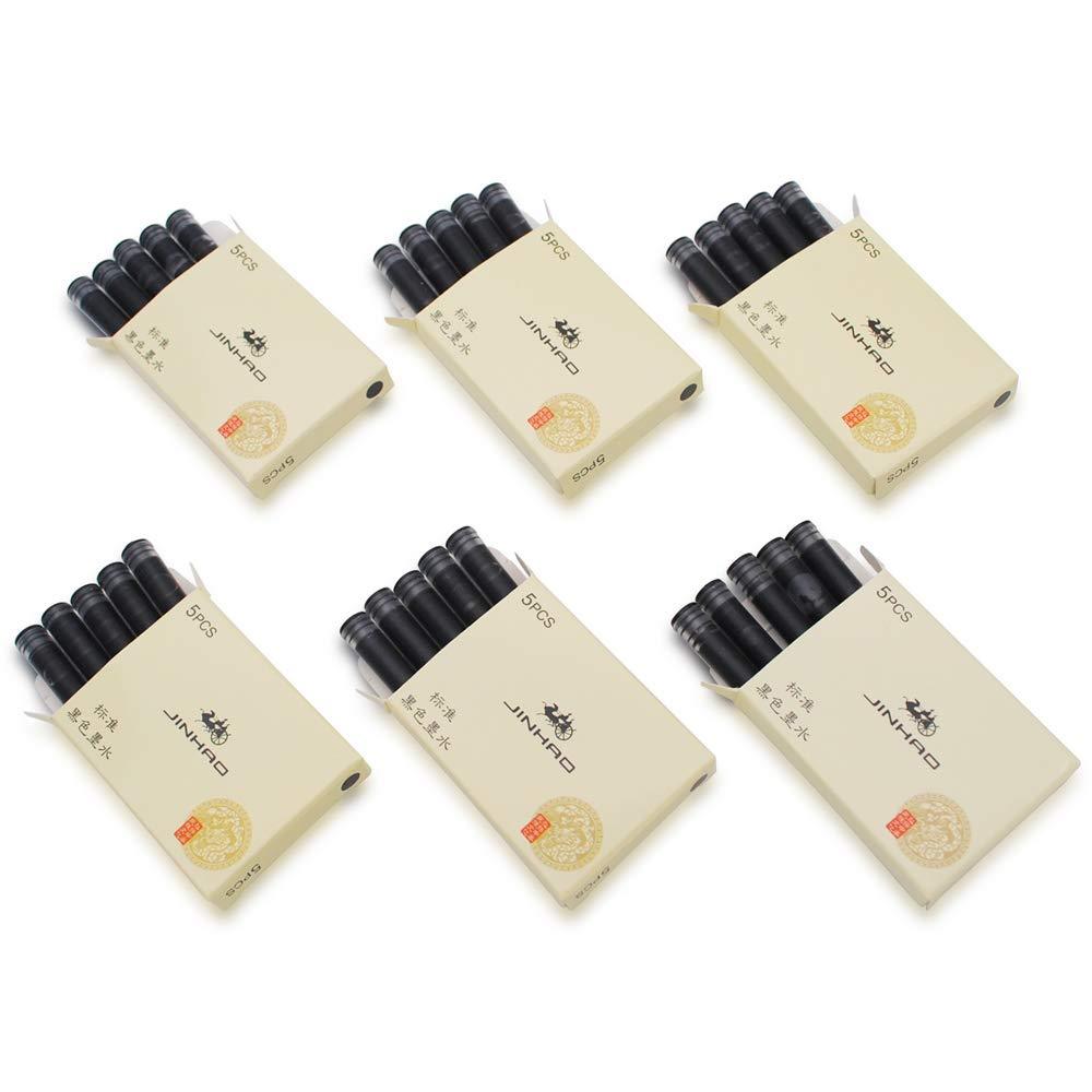 30pcs JINHAO Ink Cartridges Fountain Pen Refills for JINHAO and Baoer Pen Standard Size(Black) Black