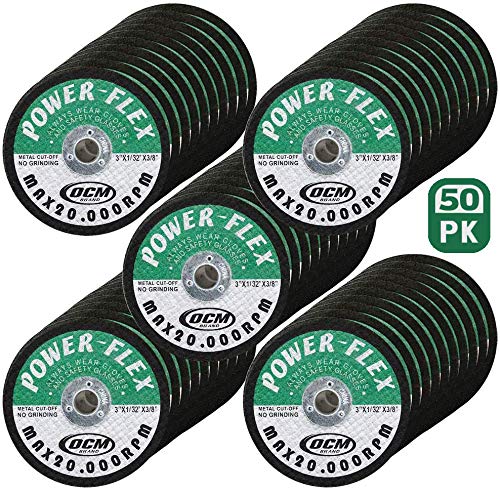 50 Pack - Cut Off Wheels 3 Inch x 1/32 Inch x 3/8 Inch For Cutting All Steel and Ferrous Metals.