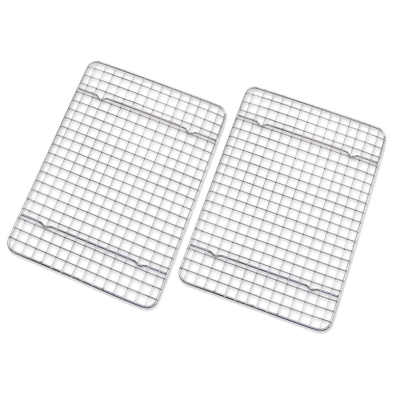 Checkered Chef Cooling Rack - Set of 2 Stainless Steel, Oven Safe Grid Wire Racks for Cooking & Baking - 8” x 11 ¾" 8" x 11 ¾"