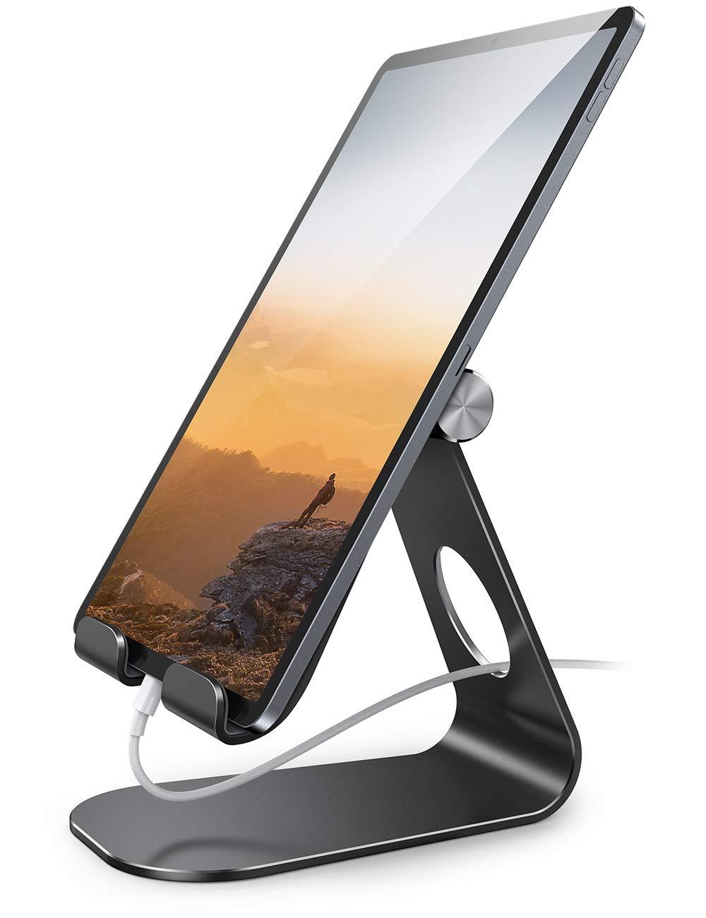 Tablet Stand Adjustable, Lamicall Tablet Stand : Desktop Stand Holder Dock Compatible with Tablet Such as iPad 2018 Pro 9.7, 10.5, Air Mini 2 3 4, Kindle, Nexus, Accessories, E-Reader (4-13'')-Black Black