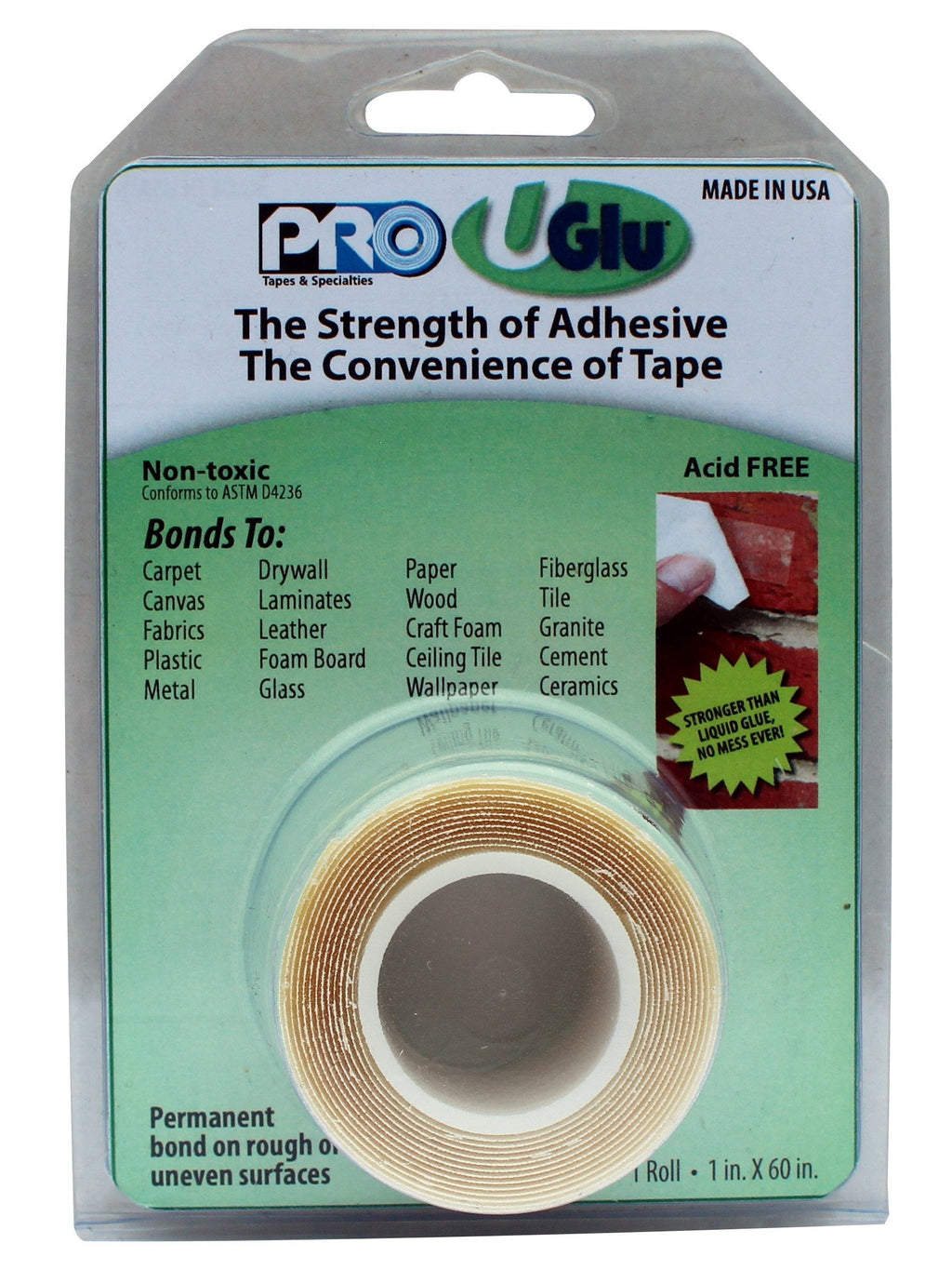 ProTapes 306UGLU500 UGlu 20 Mil Roll 1" Core Clamshell Pack