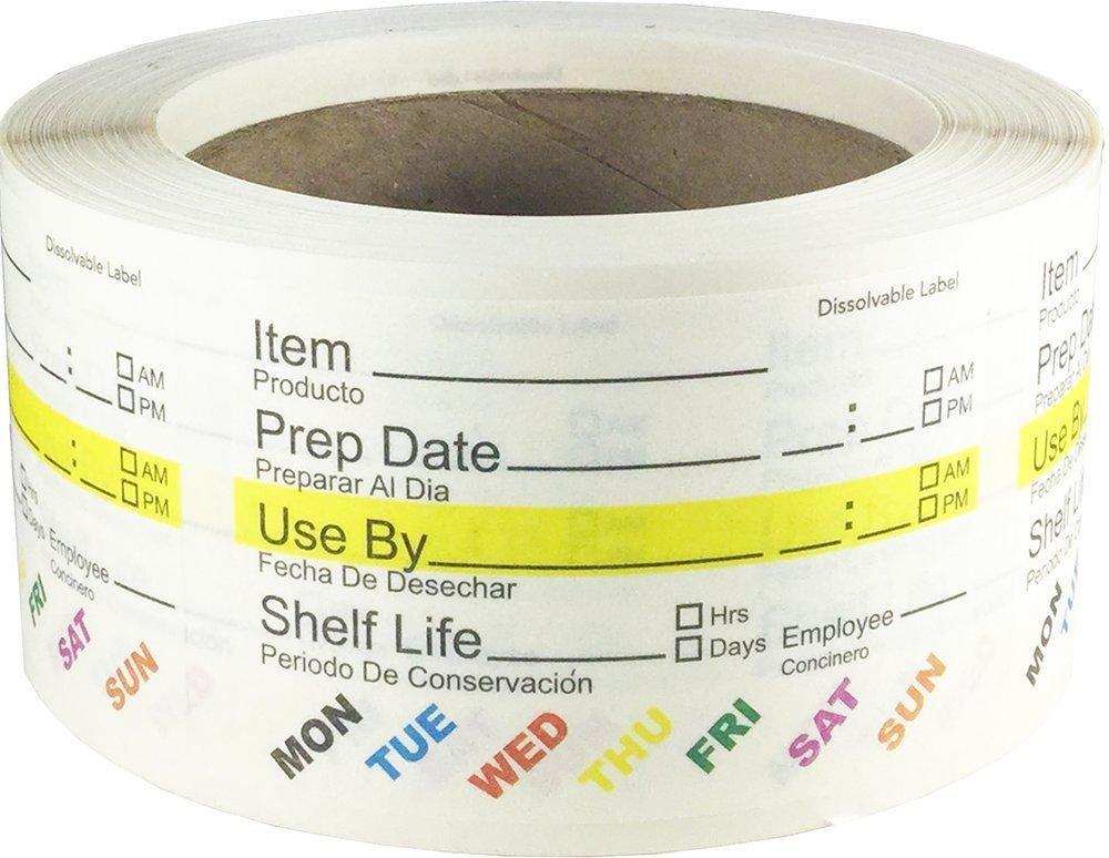 Dissolvable Food Rotation Labels, 2” x 3” Adhesive Stickers, 500-Pack