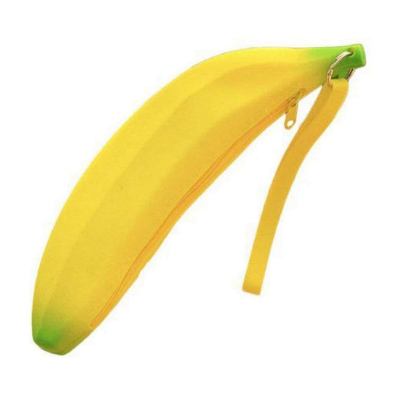 Cafurty Big Capacity Banana Shape Pen Bag Pencil Case Cute Silicone Bag Coin Bag Key Pouch - Yellow