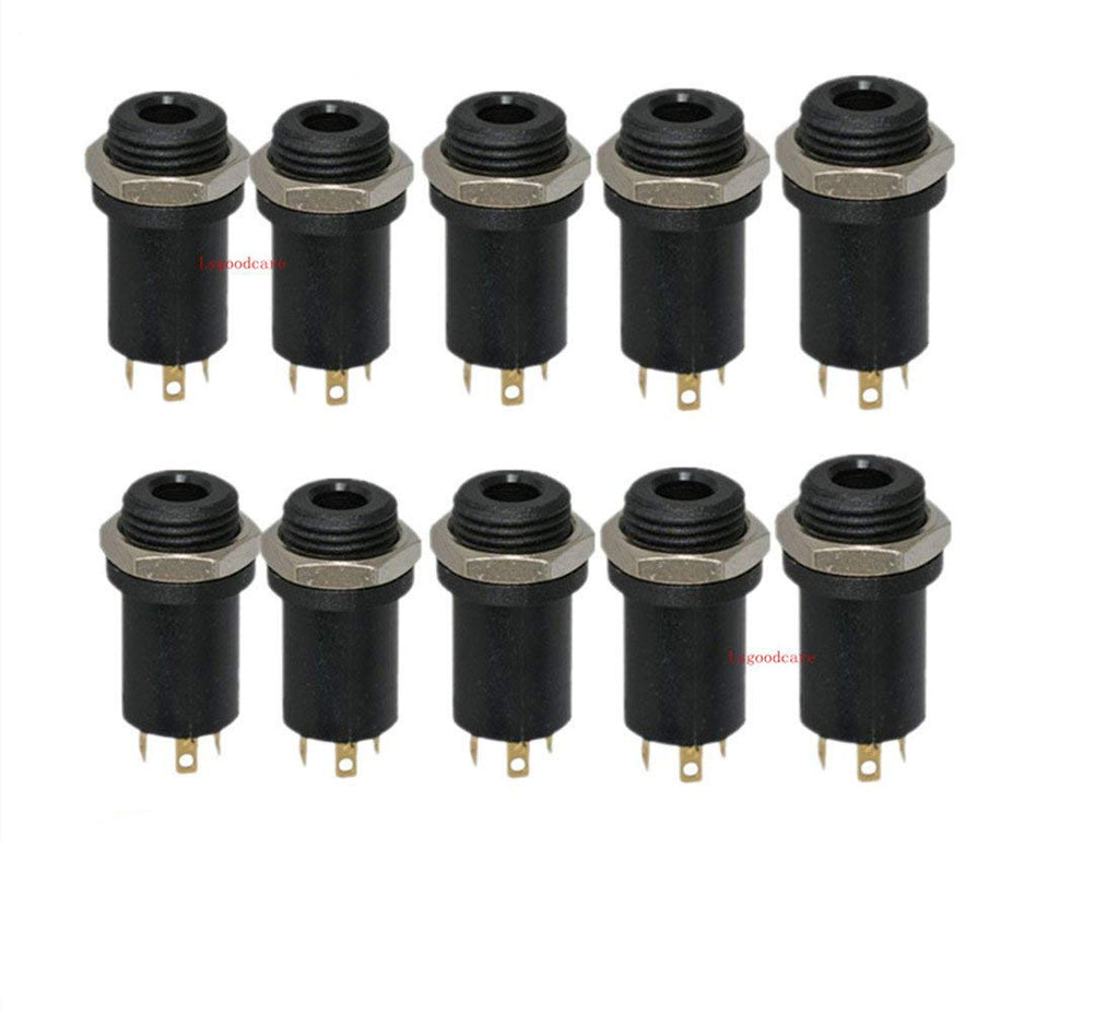 3.5MM Mini Stereo Panel Mount Jack Solder Connector - 3.5MM Headphone Audio Video Female Vertical Jack Socket Plug with Nuts,Full Gold-Plated High Temperature 4 Channel, Pack of 10, Sold By Lsgoodcare 10pcs