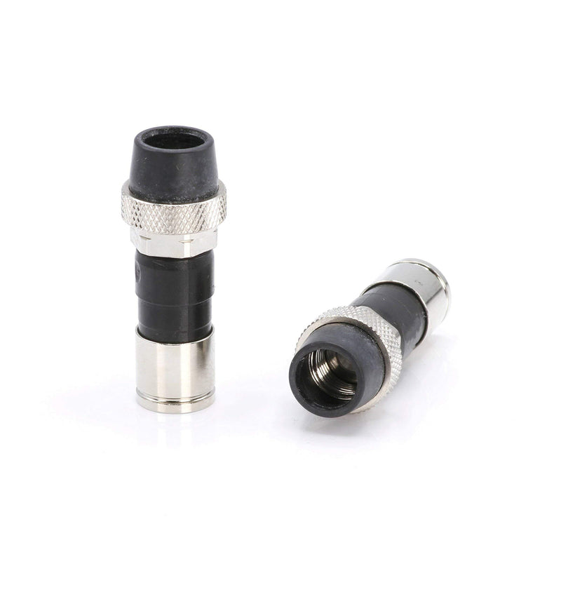 Coaxial Cable Compression Fitting Connector - for RG6 Coax Cable - with Weather Seal O Ring, Weather Boot, and Water Tight Grip (10 Pack) 10 Pack Silver