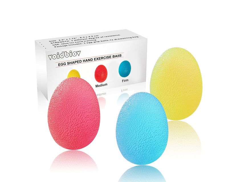 voidbiov Hand Squeeze Stress Balls Set with Carry Bag 3 Resistance, Finger Wrist Arthritis Therapy Rehab Exerciser, Carpal Tunnel, Stroke Rehabilitation Equipment Red/Yellow/Blue Small