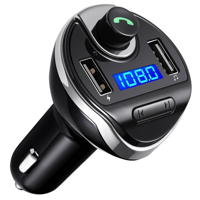 Criacr (Upgraded Version) Bluetooth FM Transmitter for Car, Dual USB Charging Ports & HI-FI Stereo Sound Wireless Radio Adapter Music Player Kit with Hands-Free Calling, Compatible for All Smartphones Black