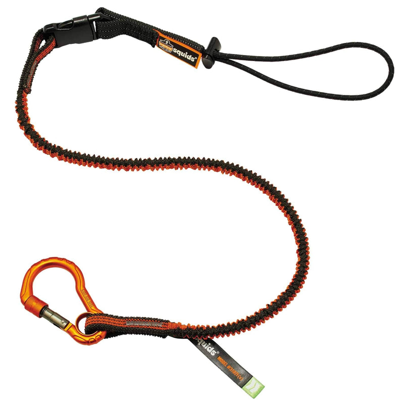 Shock Absorbing Tool Lanyard with Self-Locking Carabiner and Detachable Loop End, Tool Weight Capacity 5lbs, Ergodyne Squids 3102, Orange & Gray, Standard (3102F(x))