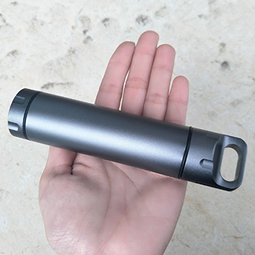 EKLOEN Portable Survival Waterproof Pill Container Outdoor Waterproof Capsule Seal Bottle Holder Case EDC Emergency Tool,CNC Machined Aluminum Bottle(Grey) Grey