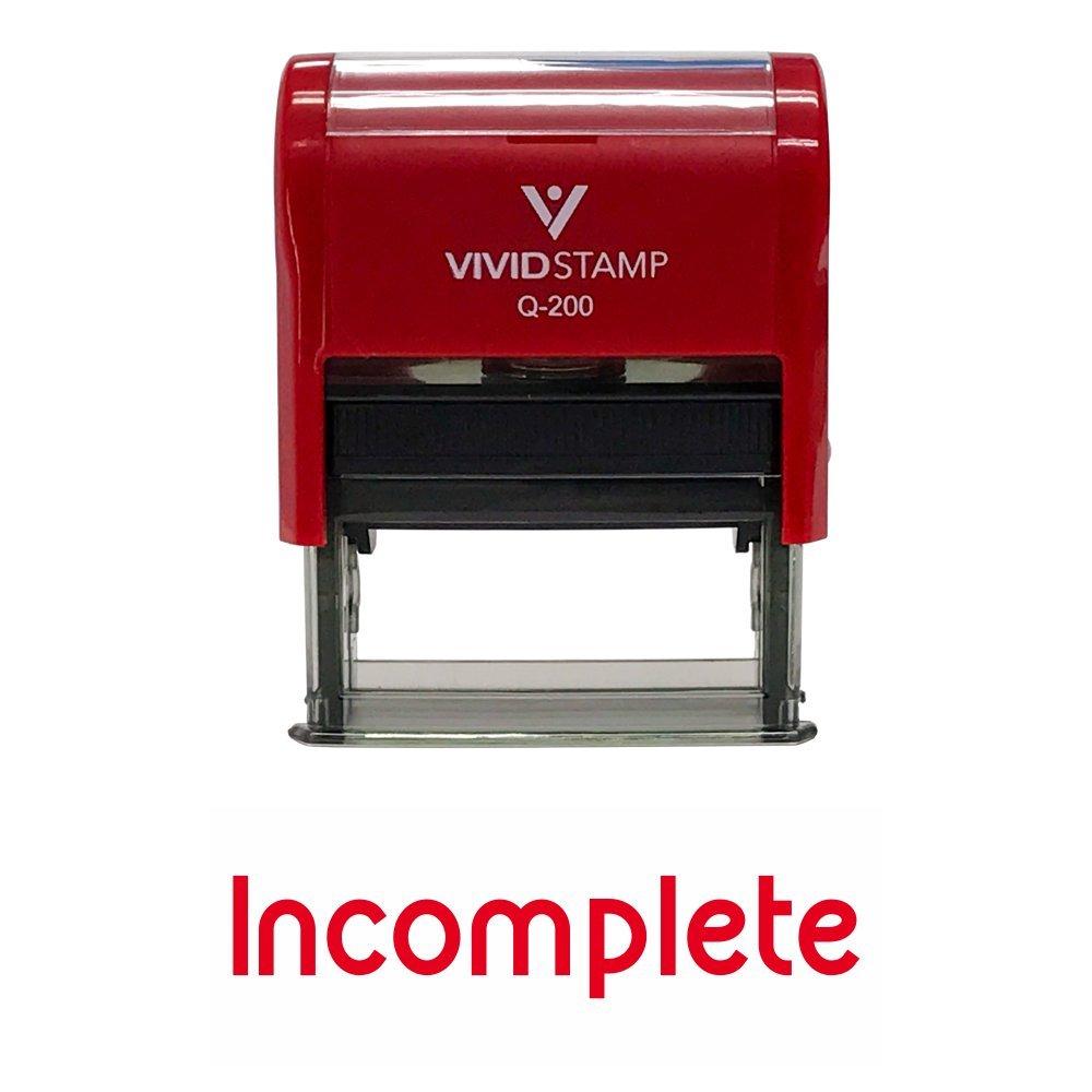 Incomplete Teacher Self Inking Rubber Stamp (Red Ink) - Medium 9/16" x 1-1/2" - Medium Red