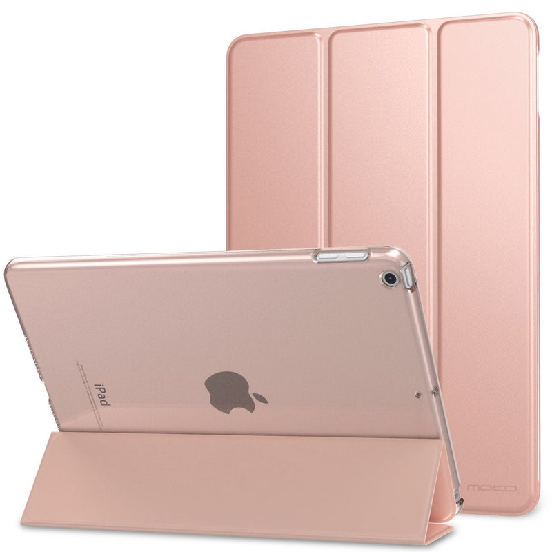 MoKo Case Fit 2018/2017 iPad 9.7 5th / 6th Generation - Slim Lightweight Smart Shell Stand Cover with Translucent Frosted Back Protector Fit Apple iPad 9.7 Inch 2018/2017, Rose Gold(Auto Wake/Sleep) 01-Rose Gold