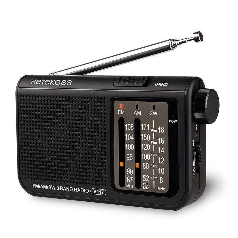 Retekess V117 Analog AM FM Radio, Transistor Radio Battery Operated, with Large Knobs and Clear Dial, Simple Operation Suitable for Indoor Elderly Senior