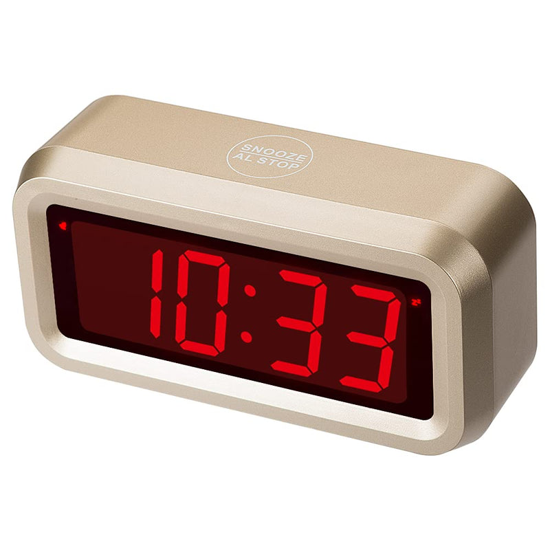 Timegyro Digital Alarm Clock Battery Operated with 1.2" Large Display for Bedroom, Heavy Sleepers(Gold) …