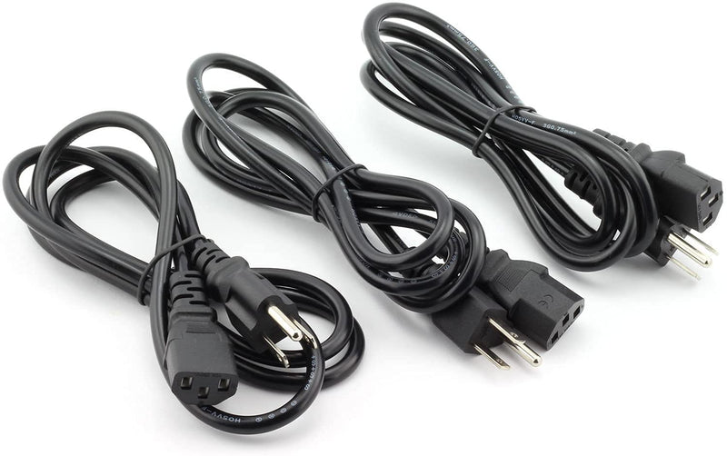 Longdex 3-Pack Desktop Monitor Computer Universal 5 Feet AC Power Cord Cable