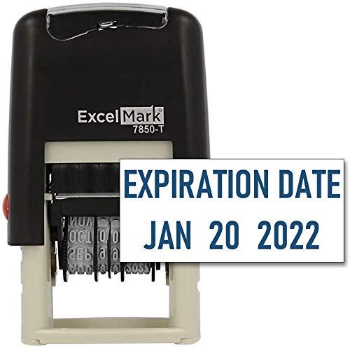 Expiration Date - ExcelMark Self-Inking Rubber Date Stamp - Compact Size - Blue Ink