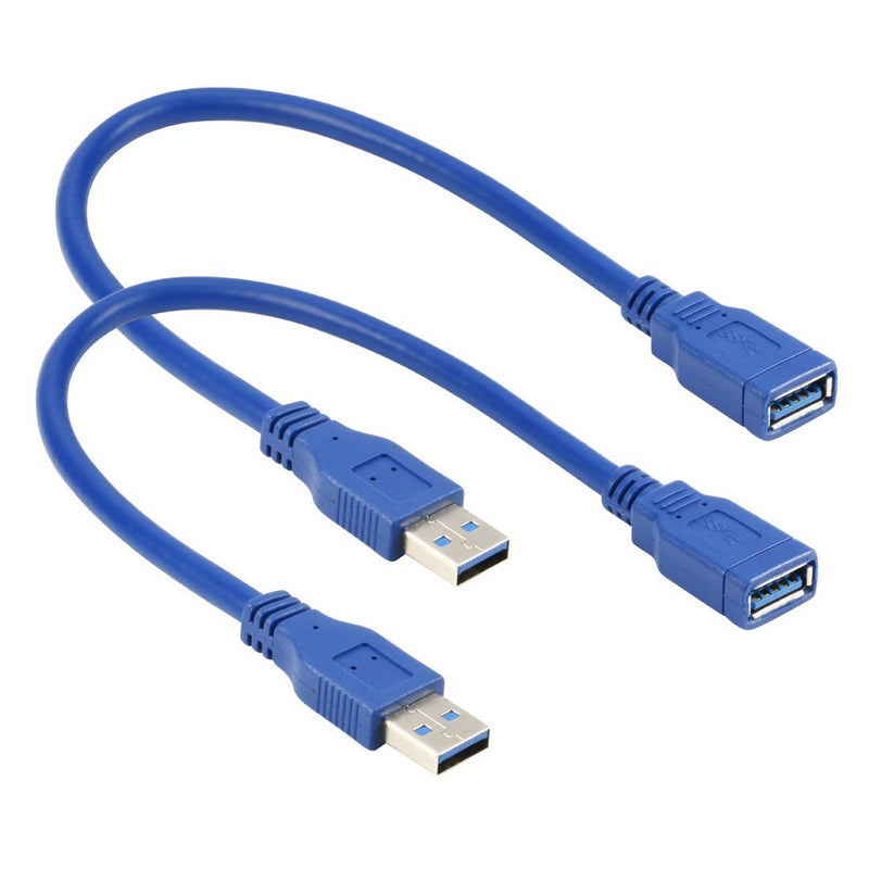 RIITOP Short USB 3.0 Extension Cable Type A Male to Female Blue 1 Foot (2-Pack) 2pcs 1FT