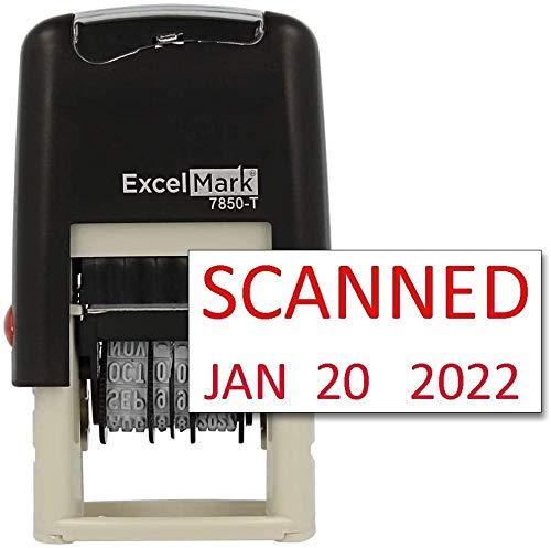 ExcelMark Scanned Date Stamp - Compact Size (Red Ink) Red Ink