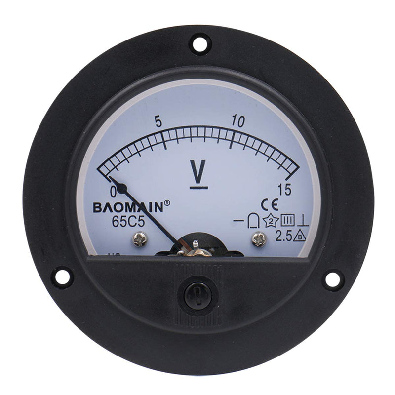 Baomain 65C5 Analogue Panel Meter Volt Voltage Gauge Analog Voltmeter DC 0-15 V