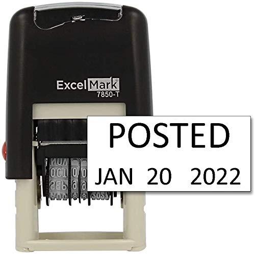 Posted - ExcelMark Self-Inking Rubber Date Stamp - Compact Size - Black Ink