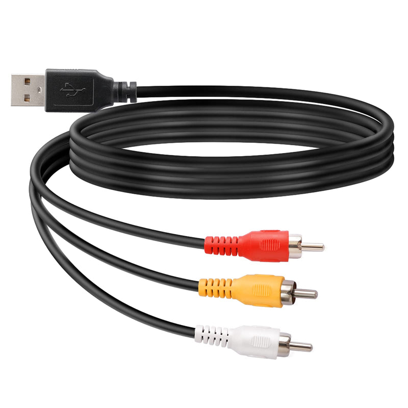 Yeworth USB to 3RCA Cable, 1.5m USB Male to 3 RCA Male Jack Splitter Audio Video AV Composite Adapter Cable for USB-enabled TVs and PCs