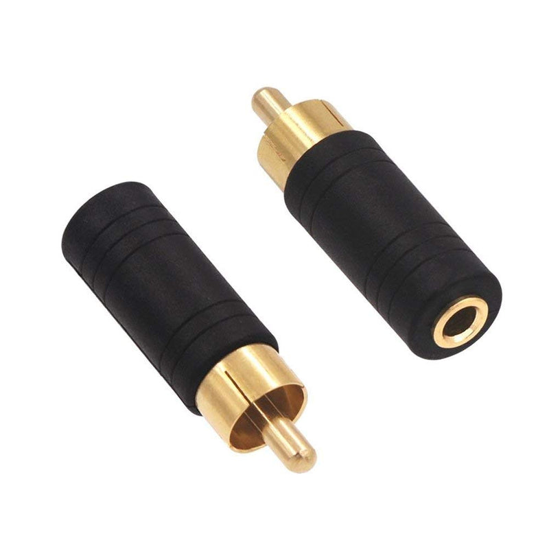 VCE 2-Pack Gold Plated 3.5mm 1/8 inch Female Mono Jack to RCA Male Adapter