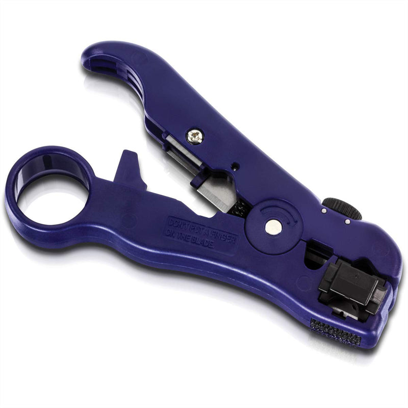 TRENDnet Universal Stripping and Cutting Tool, RG59/6/11/7, UTP, STP, CAT5, 4P/6P/8P, Flat & Round Cables, Adjustable Blade Depth, TC-CT70,Deep Blue