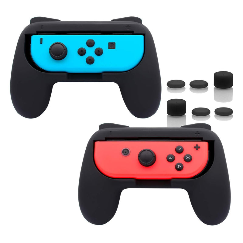 FASTSNAIL Grips Compatible with Nintendo Switch for Joy Con & OLED Model for Joycon, Wear-Resistant Handle Kit Compatible with Joy Cons Controllers, 2 Pack(Black) Black