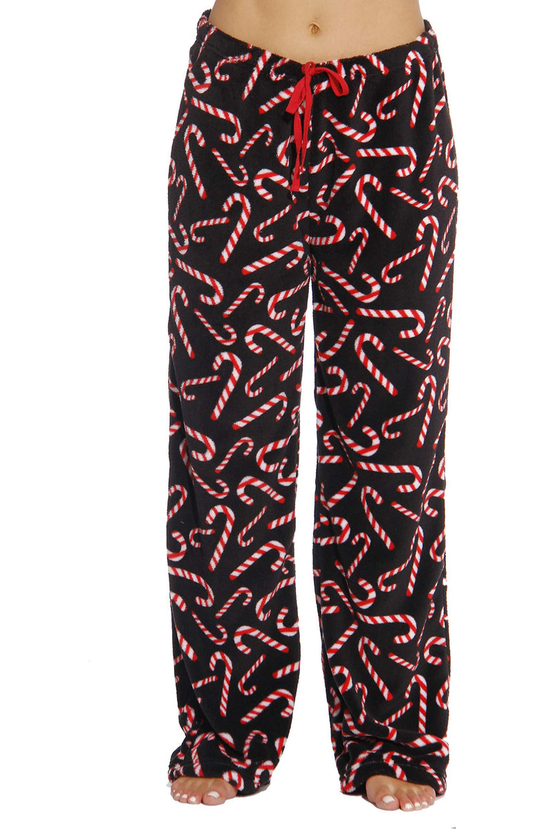 Just Love Women's Plush Pajama Pants - Petite to Plus Size Pajamas X-Small Black - Candy Cane