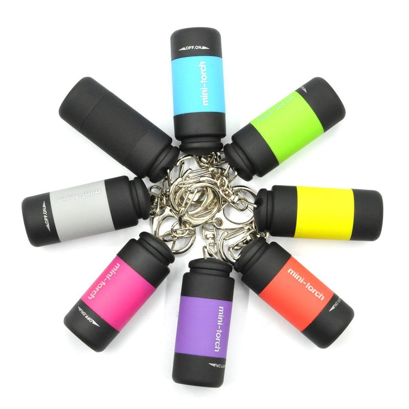 UCEC 8 Pack Mini USB Torch Rechargeable Colorful LED Flashlight High-Powered Keychain Lamp(Multicolor)