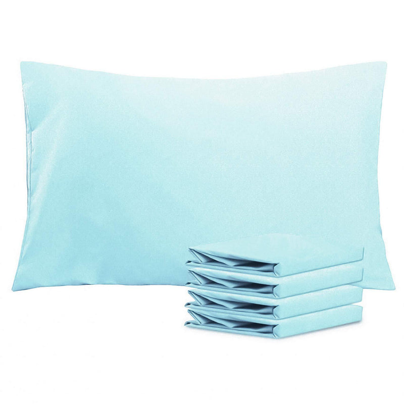 NTBAY Queen Pillowcases Set of 4, 100% Brushed Microfiber, Soft and Cozy, Wrinkle, Fade, Stain Resistant with Envelope Closure, 20"x 30", Aqua Queen (20" x 30")