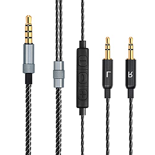 Alitutumao Replacement Audio Cable Aux Cord with Inline Mic Remote Volume Control Compatible with Sol Republic Master Tracks HD V8 V10 V12 MFI X3 Ultra XC Headphones Cable Wire Black Black with Mic