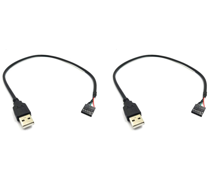 Duttek (2-Pack) 50CM 5 Pin Motherboard Female Header to USB 2.0 Male Adapter Dupont Extender Cable (5Pin/USB M) 5Pin/USB M