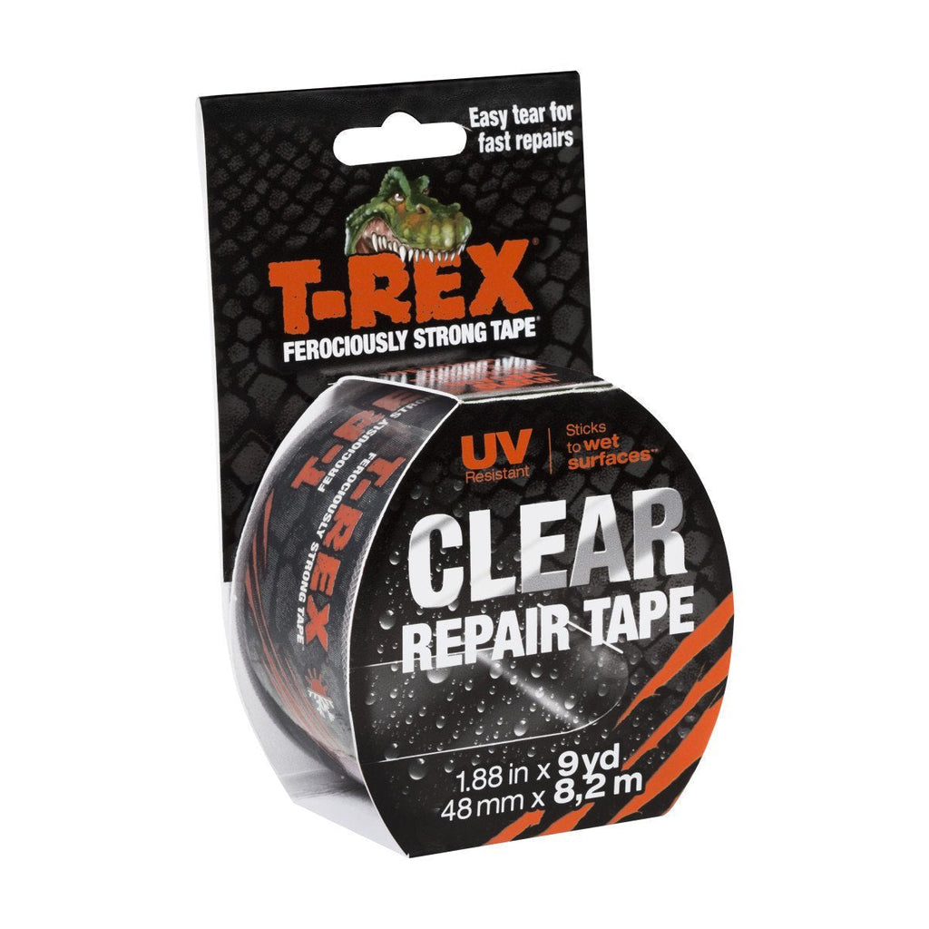 T-REX Ferociously Strong Repair Tape, Sticks to Wet Surfaces, All Weather and UV Resistant, 1.88" x 9 Yards, Clear, 1-Roll (241535)