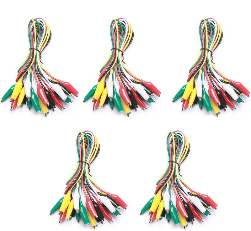 WGGE WG-026 10 Pieces and 5 Colors Test Lead Set & Alligator Clips,20.5 inches (5 Pack) 5 PACK